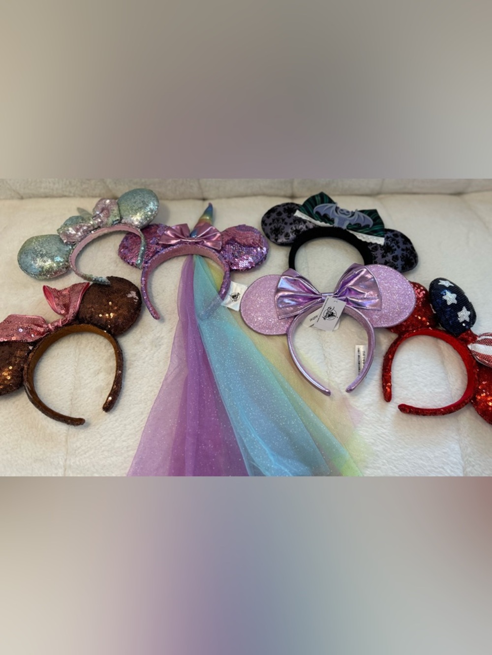 Lot of 6 Authentic Disney Parks Ears Like new or NWT Haunted Mansion, Lilac - Picture 3 of 7